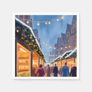 Kerstmarkt Kerstmis Schilderij Servet