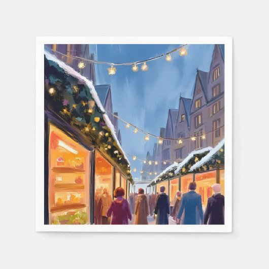 Kerstmarkt Kerstmis Schilderij Servet (Voorkant)