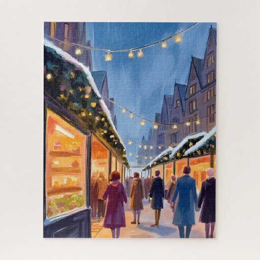 Kerstmarkt Merry Christmas Schilderij Legpuzzel (Verticaal)