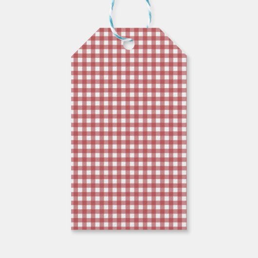 Kerstmarkt met rode gingham dank je Bridale feestj Cadeaulabel (Achterkant)