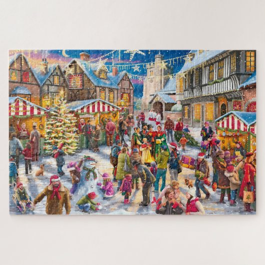 Kerstmarkt op het plein legpuzzel (Horizontaal)