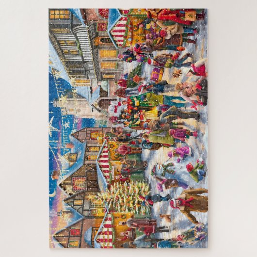 Kerstmarkt op het plein legpuzzel (Verticaal)