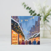 Kerstmarkt Prettig Kerstfeest Handgeschilderde kaa Feestdagenkaart (Staand voorkant)