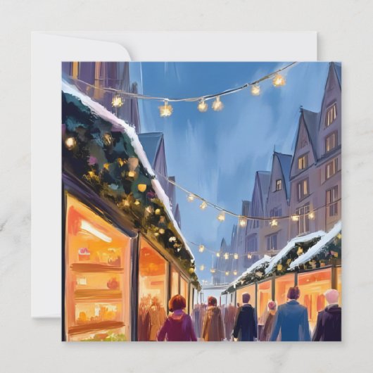 Kerstmarkt Prettig Kerstfeest Handgeschilderde kaa Feestdagenkaart (Voorkant)