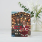 Kerstmarkt rendier worst vakantie Kaart (Staand voorkant)