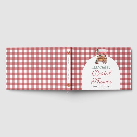 Kerstmarkt rode gingham Vrijgezellenfeest Gastenboek (Volledig)