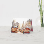 Kerstmarkt Rode Opgevouwen Bedanktkaart Bedankkaart (Achterkant)
