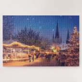 Kerstmarkt scène puzzel legpuzzel (Horizontaal)
