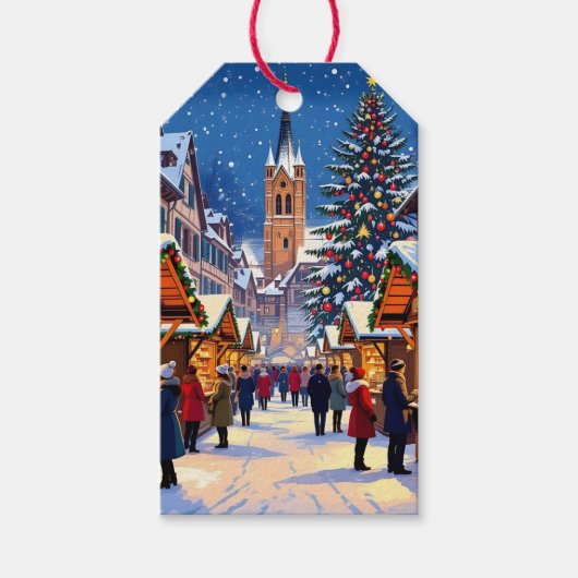 Kerstmarkt Straatsburg, Frankrijk Cadeaulabel (Voorkant)