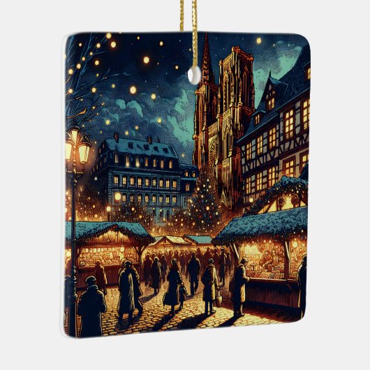 Kerstmarkt Straatsburg, Frankrijk Keramisch Ornament (Rechts)
