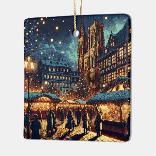 Kerstmarkt Straatsburg, Frankrijk Keramisch Ornament (Links)