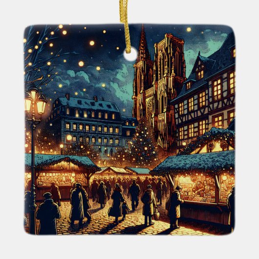 Kerstmarkt Straatsburg, Frankrijk Keramisch Ornament (Voorkant)