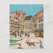 Kerstmarkt Straatsburg Frankrijk Retro geïnspireer Briefkaart (Voorkant)