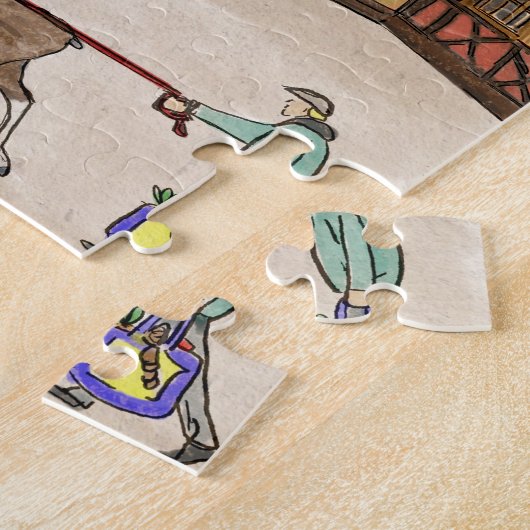 Kerstmarkt Straatsburg Frankrijk Retro geïnspireer Legpuzzel (Zijkant)