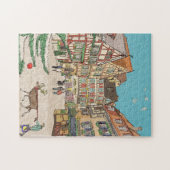 Kerstmarkt Straatsburg Frankrijk Retro geïnspireer Legpuzzel (Horizontaal)