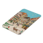 Kerstmarkt Straatsburg Frankrijk Retro geïnspireer Magneet (Linkerzijde)
