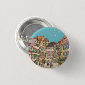 Kerstmarkt Straatsburg Frankrijk Retro geïnspireer Ronde Button 3,2 Cm (Voorkant /achterkant)