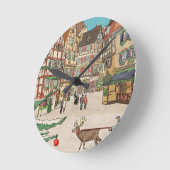 Kerstmarkt Straatsburg Frankrijk Retro geïnspireer Ronde Klok (Hoek)