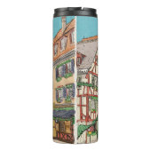 Kerstmarkt Straatsburg Frankrijk Retro geïnspireer Thermosbeker (Achterkant)