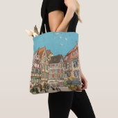 Kerstmarkt Straatsburg Frankrijk Retro geïnspireer Tote Bag (Dichtbij)