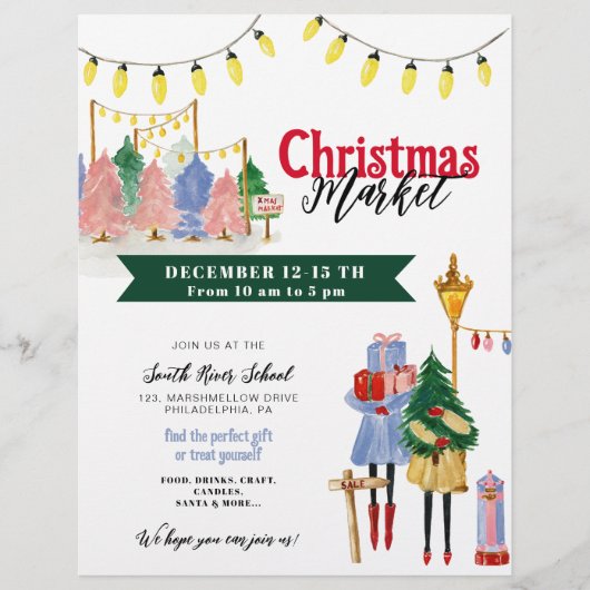 Kerstmarkt, vakantie ambachtelijke beurs flyer (Voorkant)
