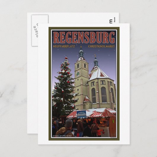 Kerstmarkt van Regensburg Neupfarrplatz Feestdagenkaart (Voorkant / Achterkant)