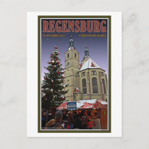 Kerstmarkt van Regensburg Neupfarrplatz Feestdagenkaart
