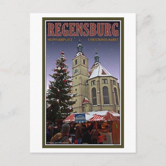 Kerstmarkt van Regensburg Neupfarrplatz Feestdagenkaart (Voorkant)