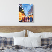 Kerstmarkt Vrolijk Kerstschilderij Canvas Afdruk (Insitu (Slaapkamer))