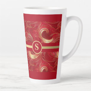 Kerstmarmer Rood En Goud Latte Mok