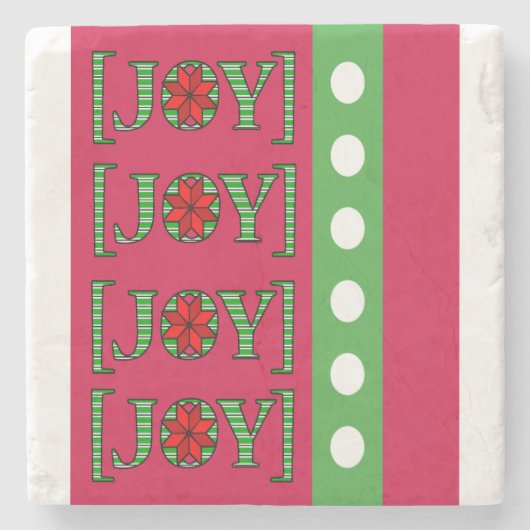 Kerstmarmer Stone Onderzetter, Joy Stenen Onderzetter (Voorkant)