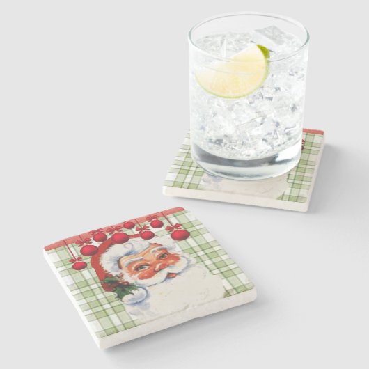 Kerstmarmer Stone Onderzetter, Santa Stenen Onderzetter (Zijkant)