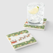 Kerstmarmer Stone Onderzetter, Santa Stenen Onderzetter (Zijkant)