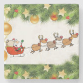 Kerstmarmer Stone Onderzetter, Santa Stenen Onderzetter (Voorkant)