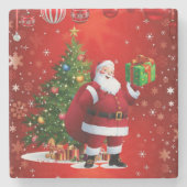 Kerstmarmer Stone Onderzetter, Santa Stenen Onderzetter (Voorkant)