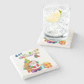 Kerstmarmer Stone Onderzetter, Santa Stenen Onderzetter (Zijkant)