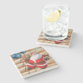 Kerstmarmer Stone Onderzetter, Santa Stenen Onderzetter (Zijkant)