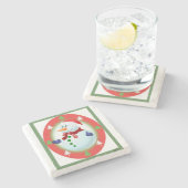 Kerstmarmer Stone Onderzetter, Snowman Stenen Onderzetter (Zijkant)