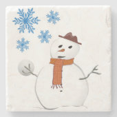 Kerstmarmer Stone Onderzetter, Snowman Stenen Onderzetter (Voorkant)