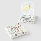 Kerstmarmer Stone Onderzetter, Snowman Stenen Onderzetter (Zijkant)