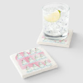 Kerstmarmer Stone Onderzetter, Snowman Stenen Onderzetter (Zijkant)