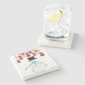 Kerstmarmer Stone Onderzetter, Snowman Stenen Onderzetter (Zijkant)