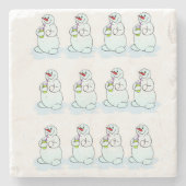 Kerstmarmer Stone Onderzetter, Snowman Stenen Onderzetter (Voorkant)