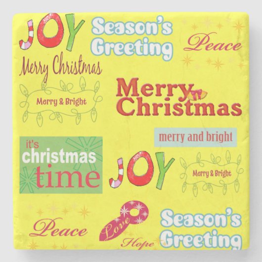 Kerstmarmer Stone Onderzetter, vreugde Stenen Onderzetter (Voorkant)