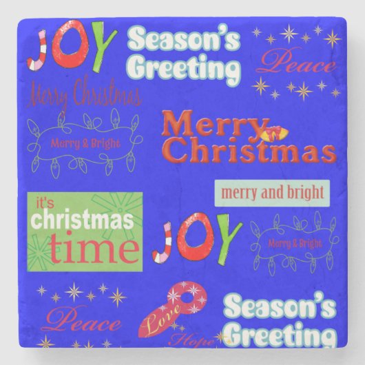Kerstmarmer Stone Onderzetter, vreugde Stenen Onderzetter (Voorkant)