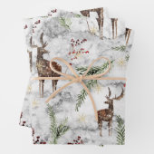 Kerstmarmeren renrendeertijdpatroon inpakpapier vel (In situ)