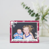 Kerstmaroon Snowflakes familiekaart Briefkaart (Staand voorkant)