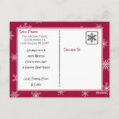 Kerstmaroon Snowflakes familiekaart Briefkaart (Achterkant)