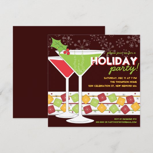 KerstMartini Cocktail Holiday Kaart (Voorkant / Achterkant)