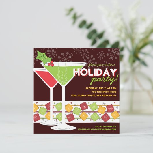 KerstMartini Cocktail Holiday Kaart (Staand voorkant)